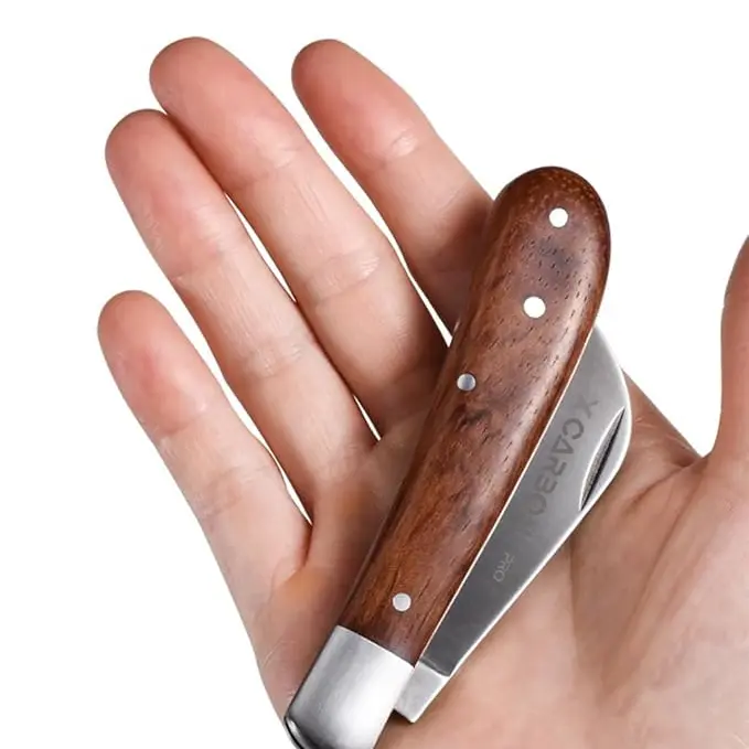 X carbon Single Blade Grafting Knife - Precision Stainless Steel Blade with Ergonomic Wooden Handle