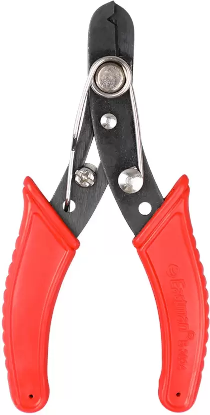 Eastman E-2024 5/125mm Wire Stripper, High Carbon Steel, Hardened Jaws Wire Cutter, Red