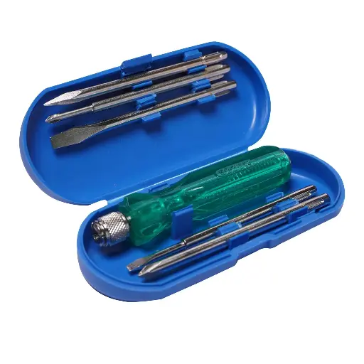 Eastman Screwdrivers Set of 5, Transparent Acetate Handle, Spring Steel Blade with Magnetic Tip - E-2101B